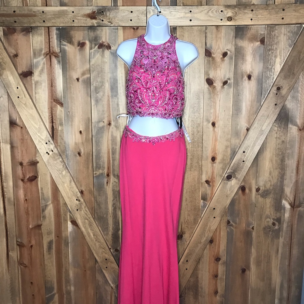 Vivi Ta Hot Pink Two-Piece Prom Dress